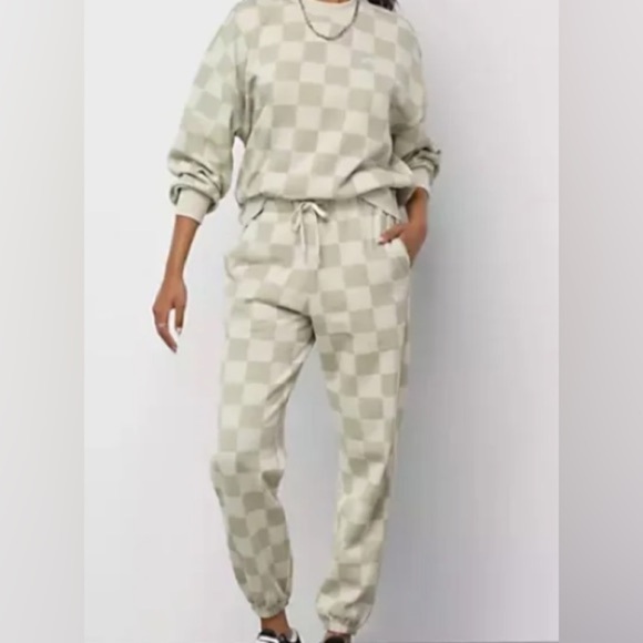 Vans Treasures Green Checkerboard  Printed Joggers Pants NWT Size: X-Small - Picture 1 of 10